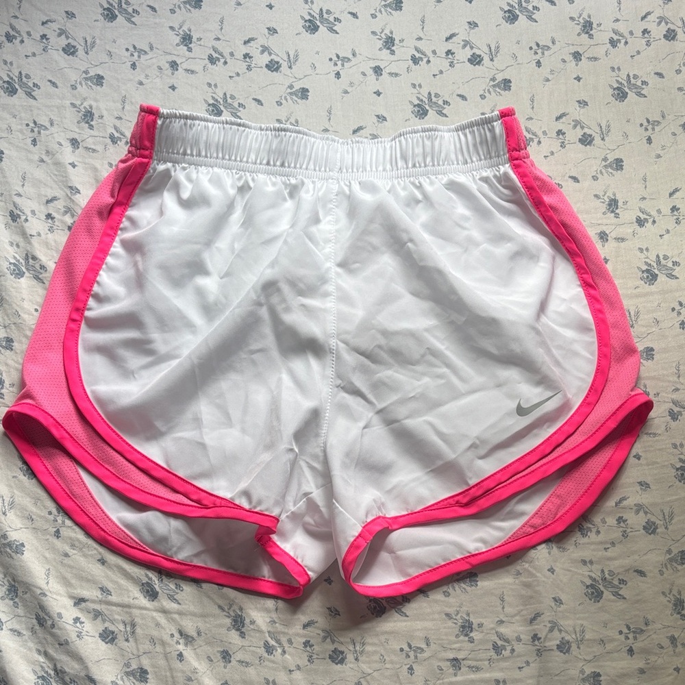 Nike Women's Athletic Shorts in White and Pink